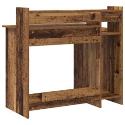 Berkfield Home Desk with Desk Lamps with Shelf with Storage Old wood Engineered wood in Brown - thumbnail 8