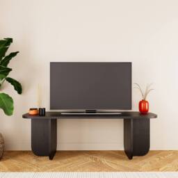 BIMOSSA Wooden TV Stand 100 cm Small TV Unit for TVs up to 43 Inch, Modern Compact TV Table Stand w/ Storage Shelf, TV Cabinet for Living Room, Media - thumbnail 2
