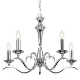 Loops Hanging Flush Ceiling Pendant 5 Light CHROME Chandelier Classic Lamp Bulb Holder