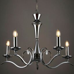 Loops Hanging Flush Ceiling Pendant 5 Light CHROME Chandelier Classic Lamp Bulb Holder - thumbnail 3