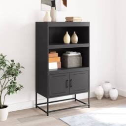 Berkfield Home Highboard Black 68.5x38.5x123.5 cm Steel - thumbnail 3