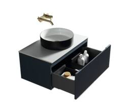 Bathroom Kingdom Flauto Midnight Wall Hung Basin Vanity 600mm in Blue - thumbnail 2