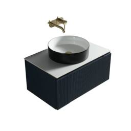 Bathroom Kingdom Flauto Midnight Wall Hung Basin Vanity 600mm in Blue - thumbnail 1