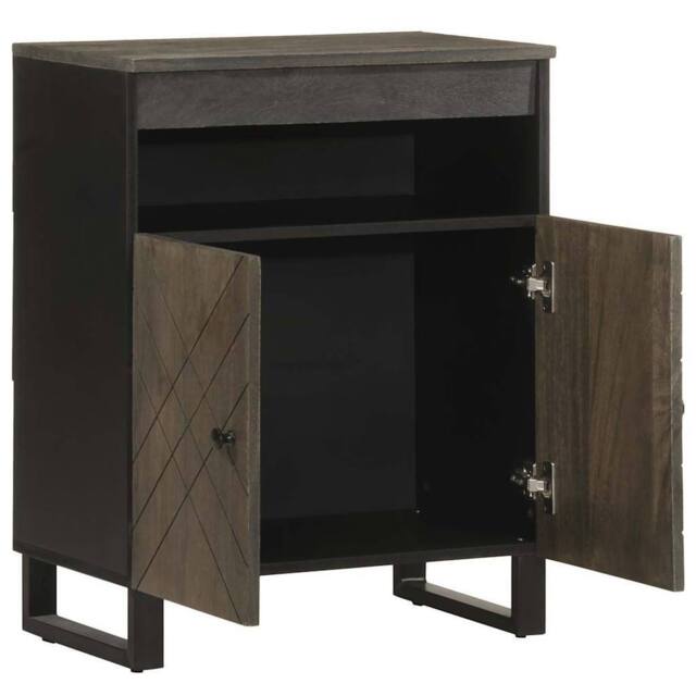 Berkfield Home Sideboard Black 60x33x75 cm Solid Wood Mango - Size: 60 x 33 x 75 cm - image 1
