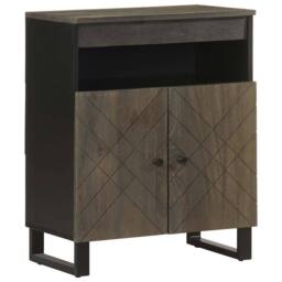 Berkfield Home Sideboard Black 60x33x75 cm Solid Wood Mango - Size: 60 x 33 x 75 cm - thumbnail 2