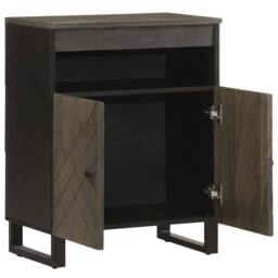 Berkfield Home Sideboard Black 60x33x75 cm Solid Wood Mango - Size: 60 x 33 x 75 cm - thumbnail 1