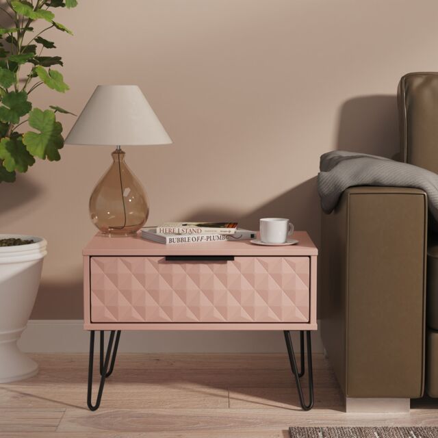 Ready Assembled 2 U Islay 1 Drawer Wide Side Table (Ready Assembled) in Dusty Pink - image 1