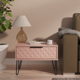 Ready Assembled 2 U Islay 1 Drawer Wide Side Table (Ready Assembled) in Dusty Pink - thumbnail 1