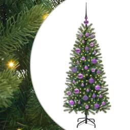 Berkfield Home Elegant Artificial Christmas Tree with 150 LEDs Green 120 cm PE a - thumbnail 3