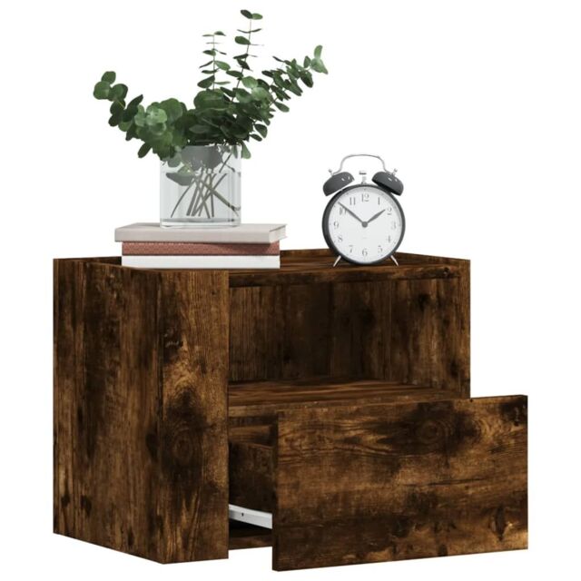 Berkfield Home Wall-mounted Bedside Cabinets 2 pcs Smoked Oak 45x30x35 cm in Brown - Size: 45 x 30 x 35 cm - image 1