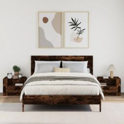 Berkfield Home Wall-mounted Bedside Cabinets 2 pcs Smoked Oak 45x30x35 cm in Brown - Size: 45 x 30 x 35 cm - thumbnail 3