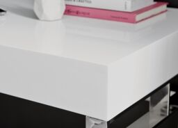 FurnitureboxUK Cambridge White High Gloss Office/Gaming Desk With Silver Chrome Geometric Legs - thumbnail 5