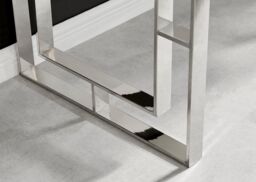 FurnitureboxUK Cambridge White High Gloss Office/Gaming Desk With Silver Chrome Geometric Legs - thumbnail 4