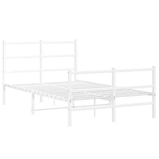 Berkfield Home Metal Bed Frame without Mattress with Footboard¬†White 120x190cm in White - Size: 120x190 cm - image 1