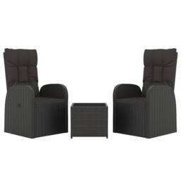 Berkfield Home Beautiful 3 Piece Garden Lounge Set Black Poly Rattan&Steel