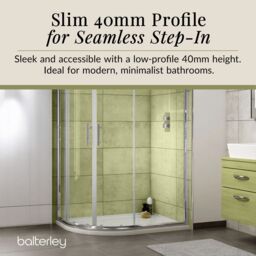 Balterley Premium Shower Tray - Left Hand Offset Quadrant - 1200mm x 900mm - White - thumbnail 4