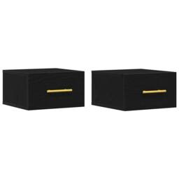 Berkfield Home Modern Bedside Cabinets 2 pcs Wall-Mounted Black Oak 35x35x20 cm - Size: 35 x 35 x 20 cm - thumbnail 3