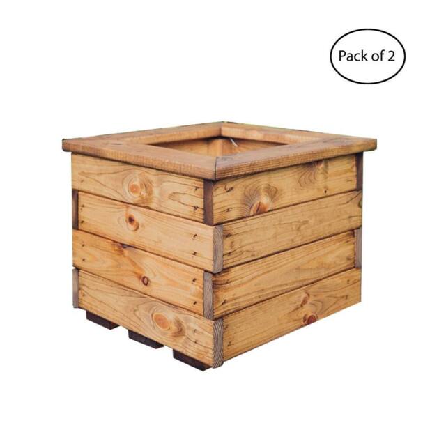 Churnet Valley Garden Furniture Ltd Multi Pack of 2 - Valley Small Square Planter - Timber L39xW39xH32 cm in Light Brown - image 1