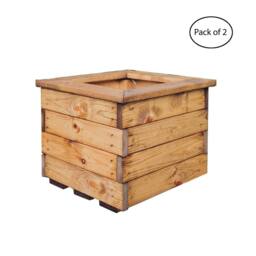 Churnet Valley Garden Furniture Ltd Multi Pack of 2 - Valley Small Square Planter - Timber L39xW39xH32 cm in Light Brown - thumbnail 1