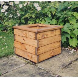 Churnet Valley Garden Furniture Ltd Multi Pack of 2 - Valley Small Square Planter - Timber L39xW39xH32 cm in Light Brown - thumbnail 2