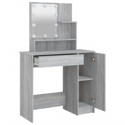 Berkfield Home Dressing Table with LED Grey Sonoma 86.5x35x136 cm - thumbnail 4