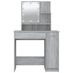 Berkfield Home Dressing Table with LED Grey Sonoma 86.5x35x136 cm - thumbnail 5