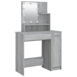 Berkfield Home Dressing Table with LED Grey Sonoma 86.5x35x136 cm - thumbnail 3