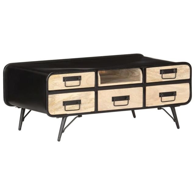 Berkfield Home Coffee Table 100x50x40 cm Solid Mango Wood in Black - Size: 100 x 50 x 40 cm - image 1