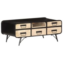 Berkfield Home Coffee Table 100x50x40 cm Solid Mango Wood in Black - Size: 100 x 50 x 40 cm - thumbnail 1