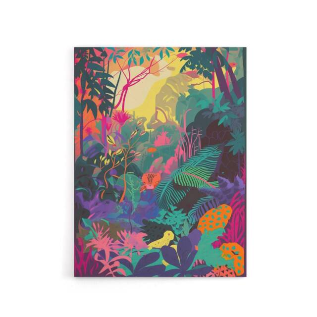 "Artery8 Vibrant Tropical Rainforest Sunrise Canvas Wall Art Print - Size: W18"" x H24""" - image 1