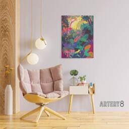 "Artery8 Vibrant Tropical Rainforest Sunrise Canvas Wall Art Print - Size: W18"" x H24""" - thumbnail 3