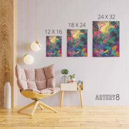 "Artery8 Vibrant Tropical Rainforest Sunrise Canvas Wall Art Print - Size: W18"" x H24""" - thumbnail 4