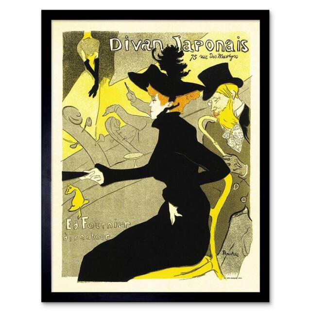 "Artery8 Culture Cafe Concert Japanese Paris Toulouse-Lautrec Framed Art Print in Yellow - Size: W12"" x H16""" - image 1