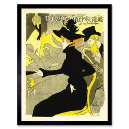 "Artery8 Culture Cafe Concert Japanese Paris Toulouse-Lautrec Framed Art Print in Yellow - Size: W12"" x H16""" - thumbnail 1