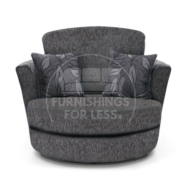Furnishings For Less UK Byron Dundee Chenille Fabric Swivel Chair 360 Rotation Single Seater Grey or Light Grey - image 1