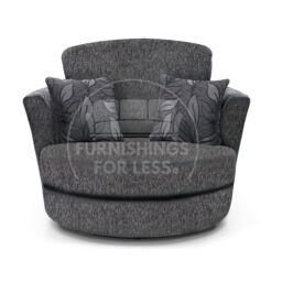 Furnishings For Less UK Byron Dundee Chenille Fabric Swivel Chair 360 Rotation Single Seater Grey or Light Grey - thumbnail 1