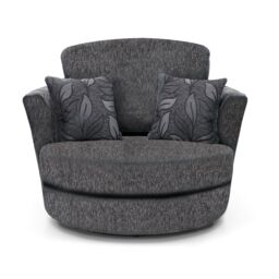 Furnishings For Less UK Byron Dundee Chenille Fabric Swivel Chair 360 Rotation Single Seater Grey or Light Grey - thumbnail 2