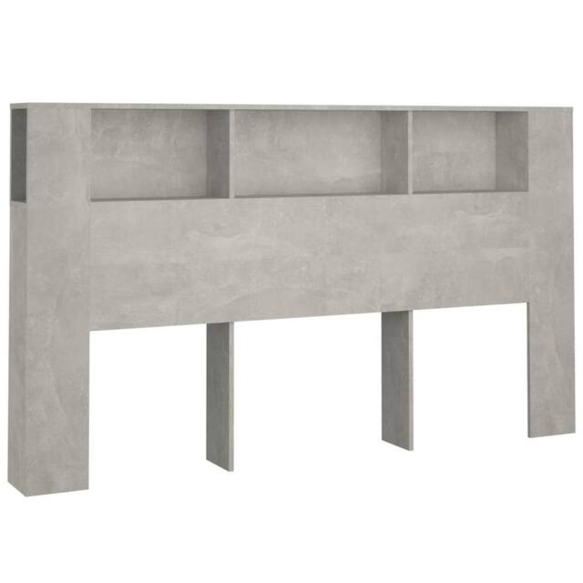 Berkfield Home Headboard Cabinet Concrete Grey 180x18.5x104.5 cm - image 1