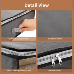 KORVIXA 4 Pack Foldable Under-Bed Storage Boxes in Grey - thumbnail 4