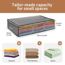 KORVIXA 4 Pack Foldable Under-Bed Storage Boxes in Grey - thumbnail 2