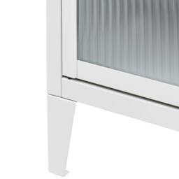 Wyld and Coco Light Grey Metal Storage Cabinet with Fluted Glass Front - thumbnail 7