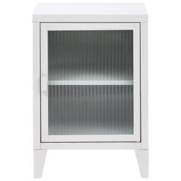 Wyld and Coco Light Grey Metal Storage Cabinet with Fluted Glass Front - thumbnail 5