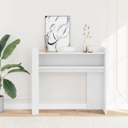 Berkfield Home Console Table White 100x35x90 cm Engineered Wood - Size: 100 x 35 x 90 cm - thumbnail 3