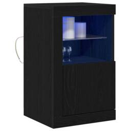 Berkfield Home Side Cabinets with LED Lights 2 pcs Black Oak 41x37x67 cm - Size: 41 x 37 x 67 cm - thumbnail 3