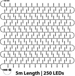 Xmas Haus Cluster Lights Black Rubber IP65 5m/250 LED Cool White - thumbnail 2