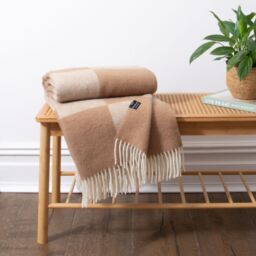 Native Natural Checkerboard Beige Wool Blanket - Size: Large - thumbnail 1