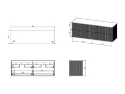 Vente-unique Fluted Wall-Hung Vanity Unit With Gold Trim & 4 Drawers - Black - thumbnail 7