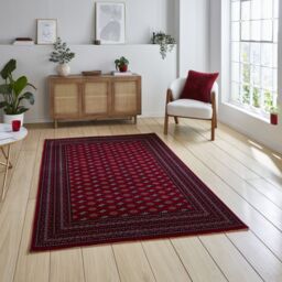 The Rug Shop UK Red Traditional Easy to clean Machine Made Border Area Rug - Size: 240 cm x 340 cm