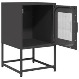 Berkfield Home Elegant Bedside Cabinet Black 36x39x60.5 cm Cold-rolled Steel - thumbnail 4