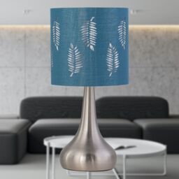 First Choice Lighting Set of 2 Romana - Brushed Chrome Touch Table Lamps with Teal Shades in Silver - thumbnail 5